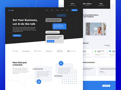 TruBot - Chat Bot Platform ai bot chat chat bot design product ui ux web design website