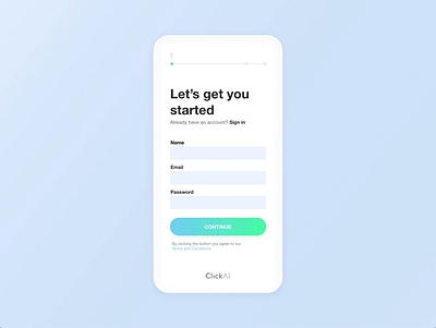 ClickAi Signup + Onboarding ai animation app clickai css form html login minimal signup startup ui ux website builder