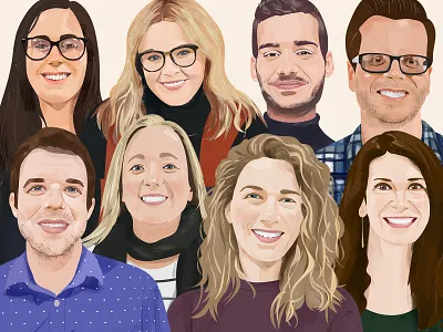 Portraits — My Process behind the scenes case study color drawing face faces headshots illustration illustrator layers people photoshop process texture