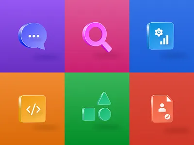Icons with 3D effect created using Figma 3d 3dicon design figma figmadesign gradient icon design icons iconset