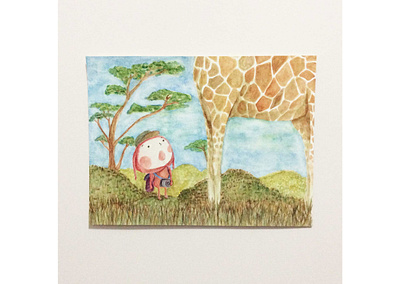 Giraffe, 2020 art cartoon color pencil design drawing illustration watercolor