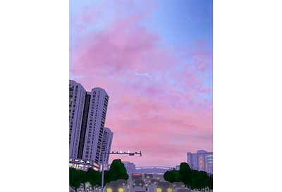 Sunset Glow daily dribbbble dribbble best shot flat illustration procreate scenery