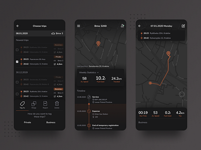 Car monitoring tool app app design blockchain car design fleet fleet management management mobile obd ui ux