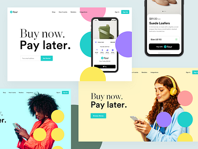 Pay with Four - Hero Exploration app app design clean clothing ecommerce exploration hero hero section modern pay payment redesign ui webdesign