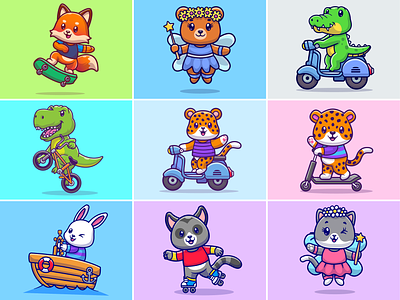 Animals activities🐇🐕🐊🛵🛹🚲 activity angel animal bear boat cute hobby icon illustration leopard logo motorcycle pet rabbit scooter skateboard sport vehicles vespa zoo