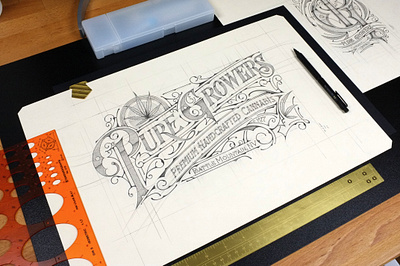 Sketch - Pure Growers | Battle Mountain, Nevada branding details handlettering logo pencil sketch szkic typografia typography usa