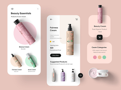 Organic Beauty products Mobile Application-UX/UI Design app interface minimal mobile mobile app mobile ui mobileapp mobileappdesign ui ui design uiux ux