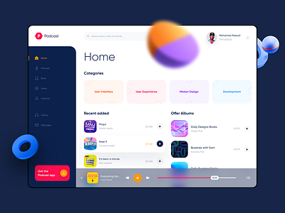 Podcast player site 🔥 3d app app design app ui business clean clean ui dashboard design minimal minimalism mobile music player podcast site trend ui uidesign web