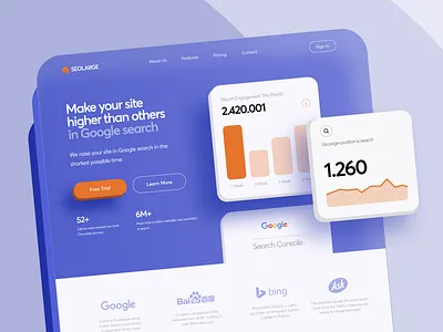 SEOLARGE - webflow website adobe blue cuberto design figma freelance freelancer glass isometry logo top ui ux webflow website