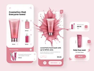 Cosmetic Mobile App UX/UI Design app interface minimal mobile mobile app mobile apps mobile ui mobileapp mobileappdesign ui ui deisgn uiux ux ux ui design