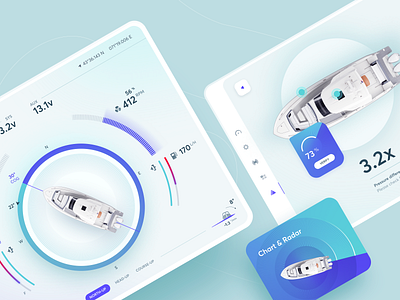 Yacht HMI Light Mode Concept app boat chart dashboard design hmi interface light manage mobile product design sail tablet ui ux yacht yachting