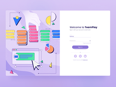 TeamPlay | Sign In abstract app app design design get started illustration interface page platform sign in site task management ui ux web webdesign