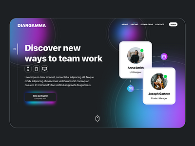 Landing Page app blur design desktop gradient landing landing page team teamwork trendy ui uidesign web design website