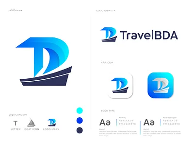 Branding Logo Design For TravelBDA app boat logo brand identity branding branding designer creative logo graphic designer logo logodesigner logos logotype modern logo ship logo t t logo t mark travel agency travel app travel logo typogaphy