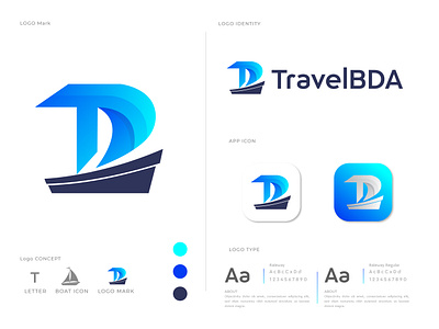 Branding Logo Design For TravelBDA app boat logo brand identity branding branding designer creative logo graphic designer logo logodesigner logos logotype modern logo ship logo t t logo t mark travel agency travel app travel logo typogaphy