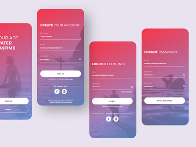 Registration forms adobe xd concept createwithadobexd form gradient log in mobile app mobile ui registration sign up surfer surfing