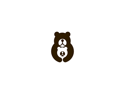 Cute Mama Bear And Baby Bear Logo animal logo bear bear cub bear logo cute bear hidden message hug logo icon logo modern logo negative space pictorial mark simple logo vet logo wildlife logo