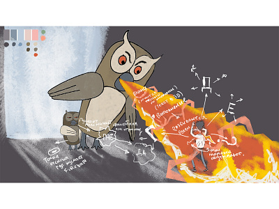 Сhapter-5 "Boss flamethrower" (sketch) boss character design concept art flame flamethrower nick office office worked owl owl effective manager photoshop art picture sales manager sketch босс менеджер персонаж скетч сова сова эффективный менеджер