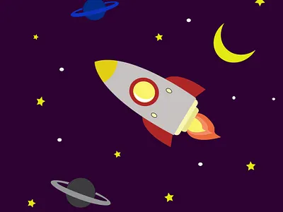 Rocket In The Sky design flat galaxy illustration rocket