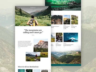 Just for fun: Travel blog landingspage ⛰️ blog clean digital design digital designer nature travel ui unsplash ux visual design webdesign website