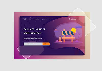 Site Under Contruction IT Addict art design illustration illustrator logo typography ui web website