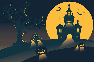 Halloween art background castle colorfull design flat graphic halloween illustration imagination pumpkin scary simple trickortreat vector