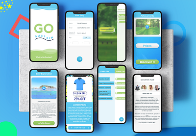 GO Green (Go Sustain) 3d mockup adobe xd app app design app mockup app ui application design blue fiverr design go sustain green business green logo green ui interaction design iphone app mobile app mobile app design ui ui design ux