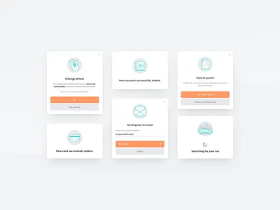 bunch / modals app car clean insurance insurance app minimal modal box modals orange responsive ui design webdesign