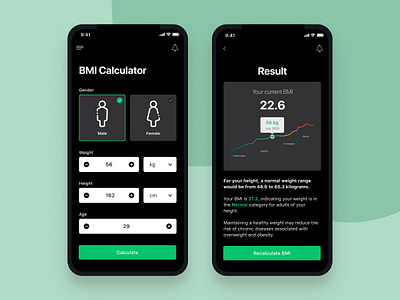 DailyUI #004 - Calculator 004 app app concept bmi bmicalculator calculator concept dailyui dailyui004 mobile ui