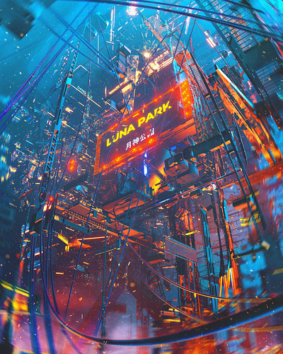 Luna Park 3d 3d art c4d cyberpunk dangiuz