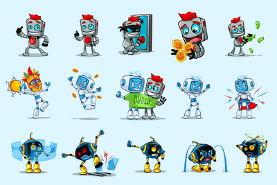 Stickers for telegram bot cartoon character illustration mascot robot vector vector illustration vectorart vectorartist