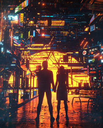 Dreaming of us 3d 3d art c4d cyberpunk dangiuz