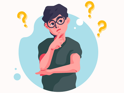 Thinking glasses illustration man thinking