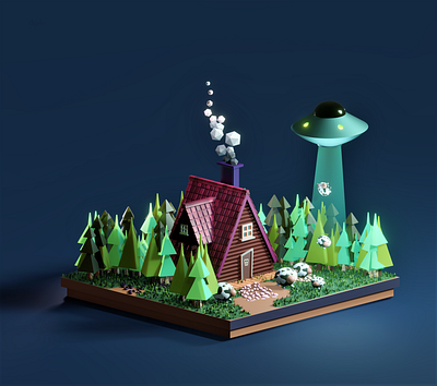 3D Online Course 3d 3d art art blender 3d blender3d blender3dart course cow design graphic gravity falls house illustration illustration art online ufo ui ux varelia