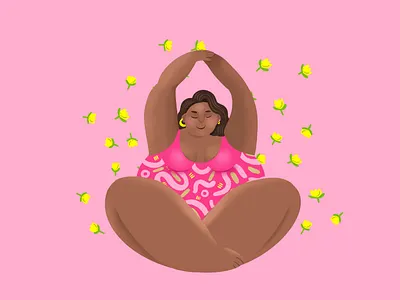 yoga girl beautiful beauty flower girl illustrator meditation pink procreate sweet woman yoga