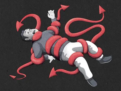 No Sense of Direction conceptual conceptual illustration editorial editorial art editorial illustration illustration illustration art illustrations illustrator man red arrows science and technology tangled trapped