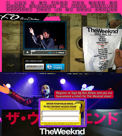 06 19 14 The WEEKND Free Song Email SIgn Up banners branding design digital media flyer global artist management illustration music promotion social media branding stellar interactive the weeknd website