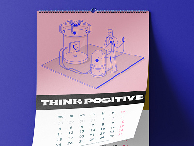 Think Positive Calendar 2d 3d app calendar characterdesign design design app icons illustraion illustration isometric pink ui vector