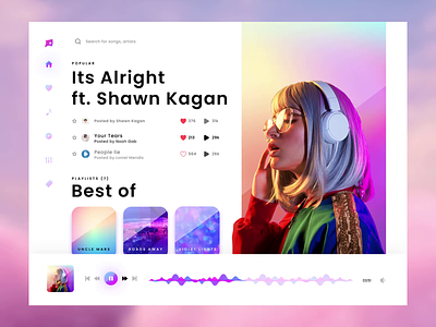 Music Player Web Landing album apple clean dashboard design landing page media modern music music player play player playlist radio song spotify streaming ui video player web player