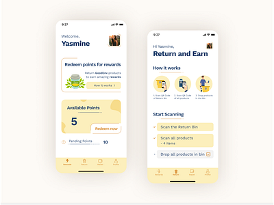 Reward Program UI Design environment environmental design points recycle redeem return reward reward program ui uidesign userinterface ux uxdesign