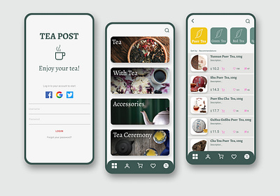 Tea Post - Shopping App app design online shop ui ux