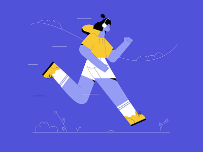 Running Girl 2d character character design flat flat design flat illustration girl jogging minimal art pic running app vector art vector illustration web illustration