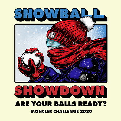 Snow Ball Showdown Poster comic comic illustration comic style funky kyrgyzstan moncer art moncler moncler clothing moncler design moncler illustration moncler jacket snow snowball snowball fight snowball illustration snowboard snowboarding snowflake winter clothing winter illustration