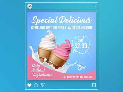 Ice Cream Post - Cafe Flyer business cafe ad poster corporate design flyer food ice cream ad template ice cream menu icecream illustration leaflet poster