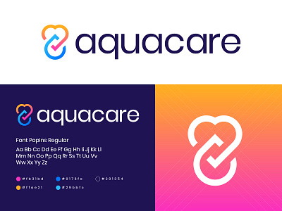 Aquacare brand identity brand mark brandmark checkmark clean logo drop logo geometric logo grid logo healthcare healthcare logo heart logo logo design minimal logo minimalist logo mobile app reminder app simple logo simple logo design water drop