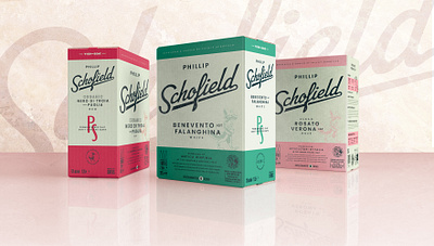 Phillip Schofield Boxed Wine alcohol box design brand identity branding brandmark fox graphic green identity illustration lettering packaging packaging design pink red rose script typography white wine