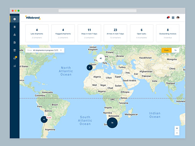 Shipment dashboard dashboard freight hillebrand map myhillebrand orders shipments shipping shipping company shipping container