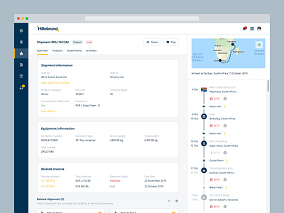 Shipment details details details page freight freight forwarding hillebrand map myhillebrand order management shipping shipping container timeline transport