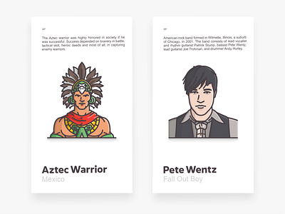 Aztec & Pete american roc aztec branding characters design fall out boy famouse icon icon set illustration mexico music people pete wenrz vector warrior