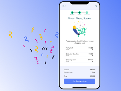 Payment Confirmation Mobile UI Design Concept - 2nd Iteration branding design e commerce illustration minimalistic mobile mobile app mobile app design mobile application mobile apps mobile design mobile ui party party needs ui ui design ux ux design